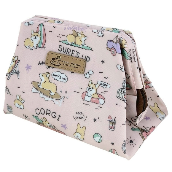 Uma Hana Handbags - Waterproof Corgi Large Opening Makeup Cosmetic Bag